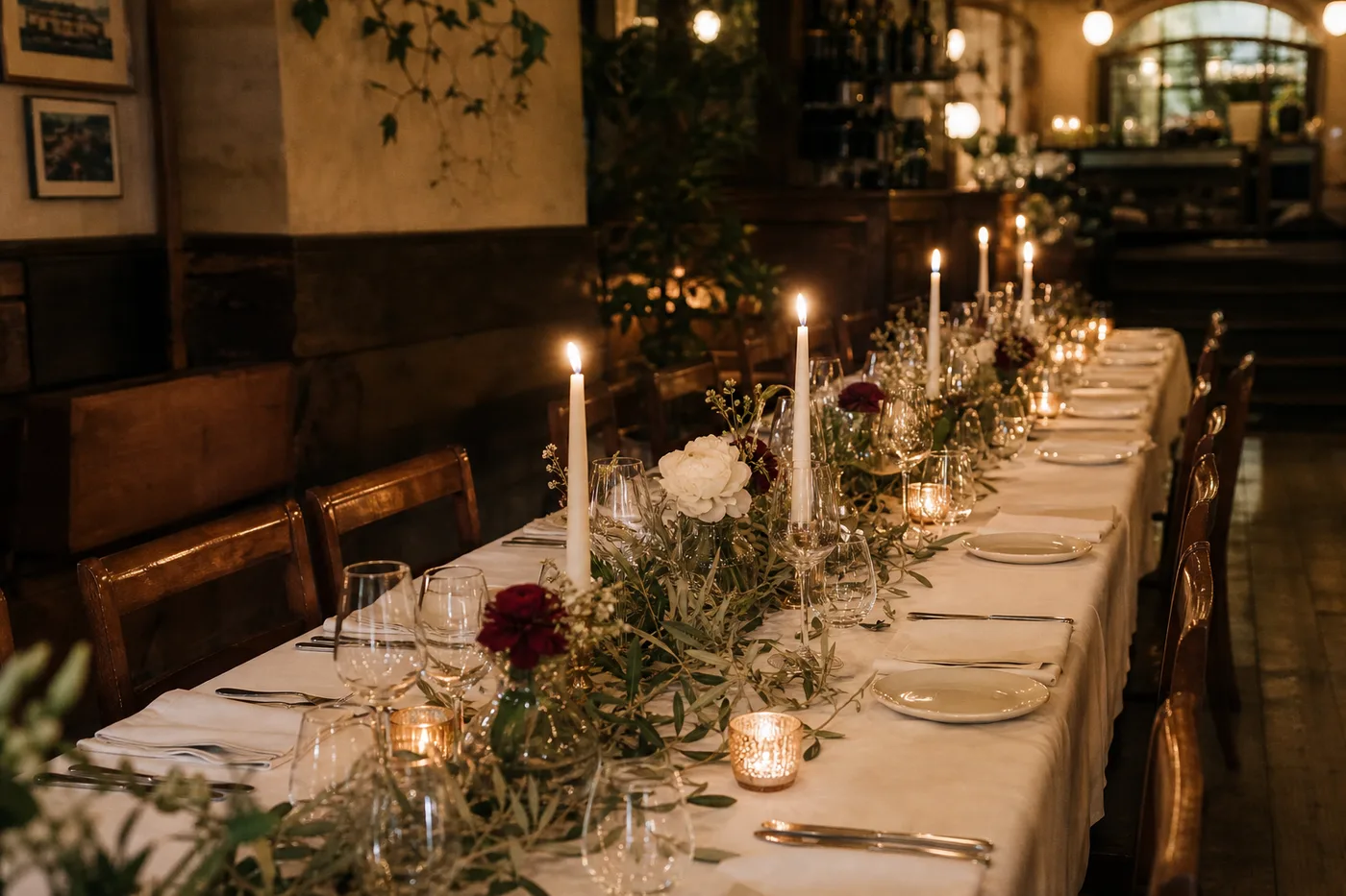 Generierter Demo-Platzhalter: festlich gedeckte Tafel fuer private Veranstaltungen im italienischen Restaurant